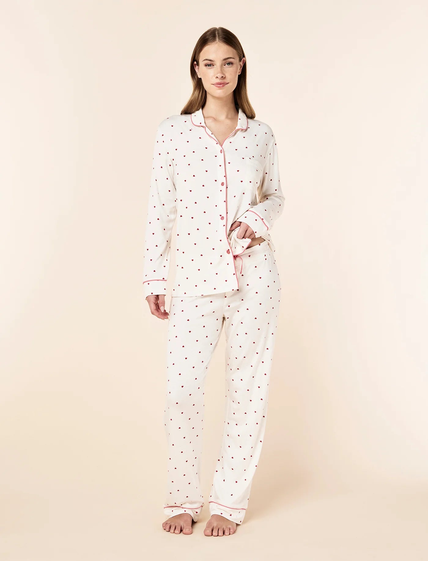 Kate Modal Soft Full Length PJ Set - Desert Rose Hearts