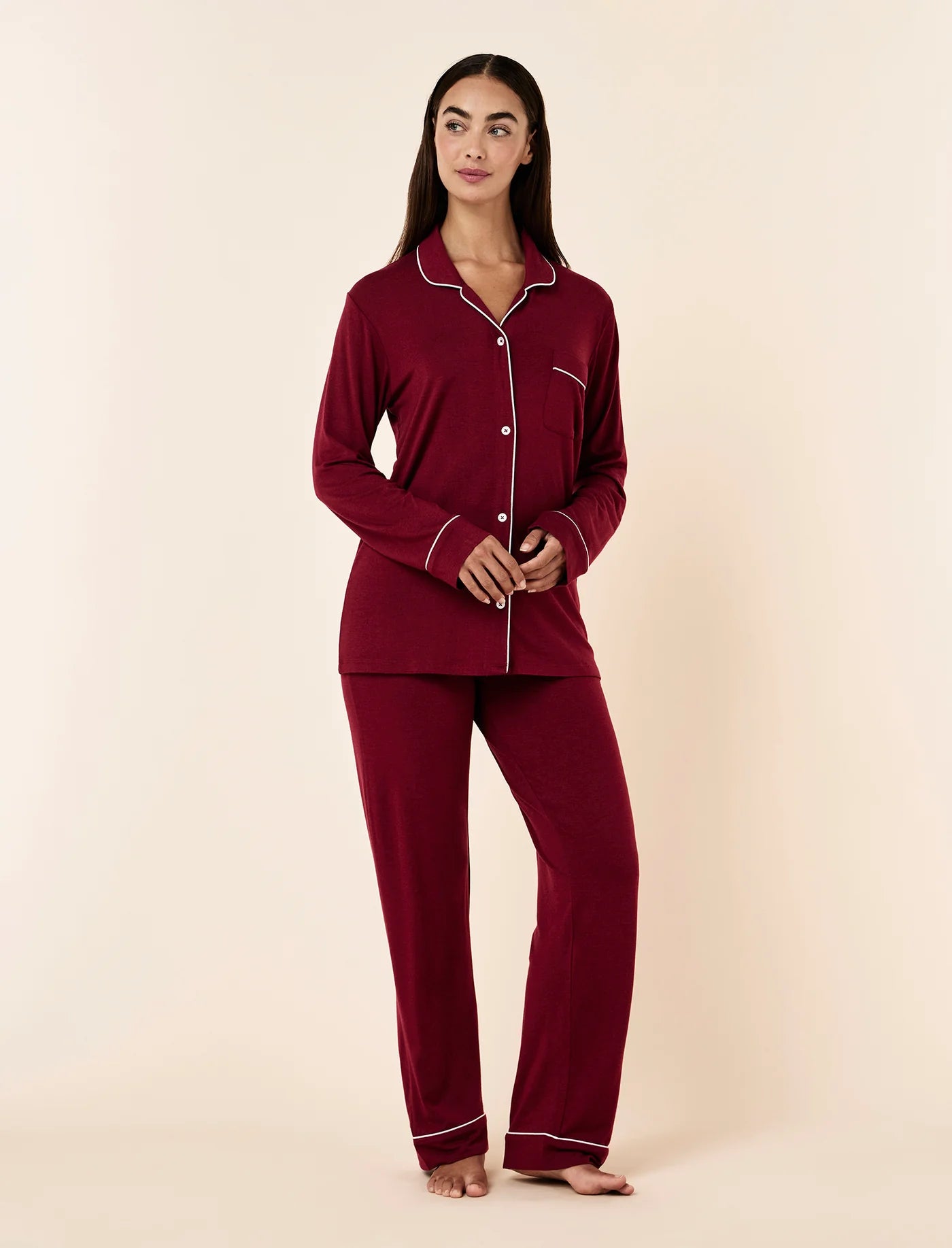 Kate Modal Soft Full Length PJ Set - Ruby