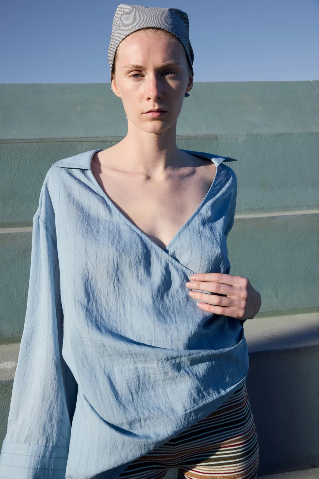 Amara Oversized Shirt Dress - Dusk Blue Stripe