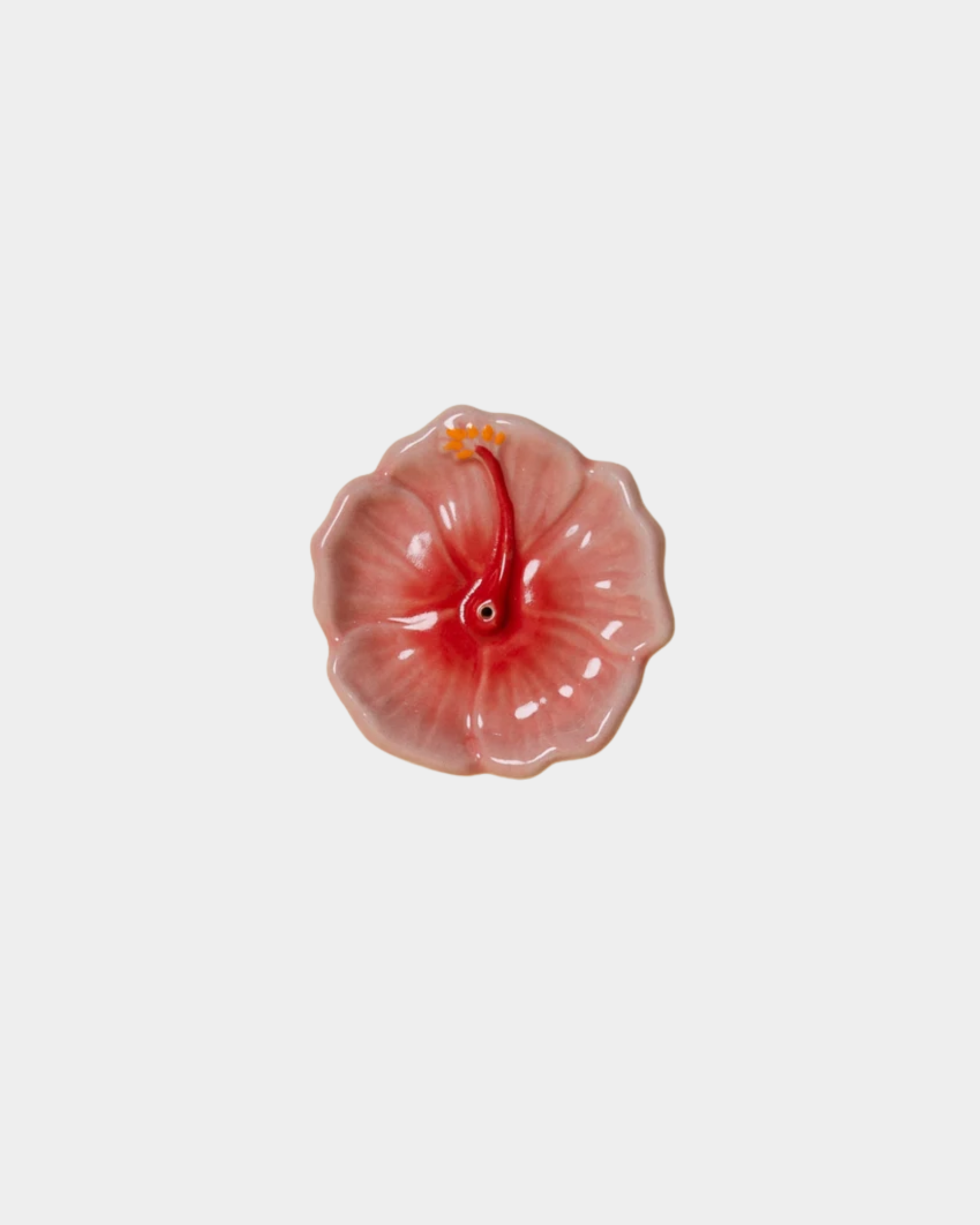 Hibiscus Ceramic Incense Holder - Sunset Red