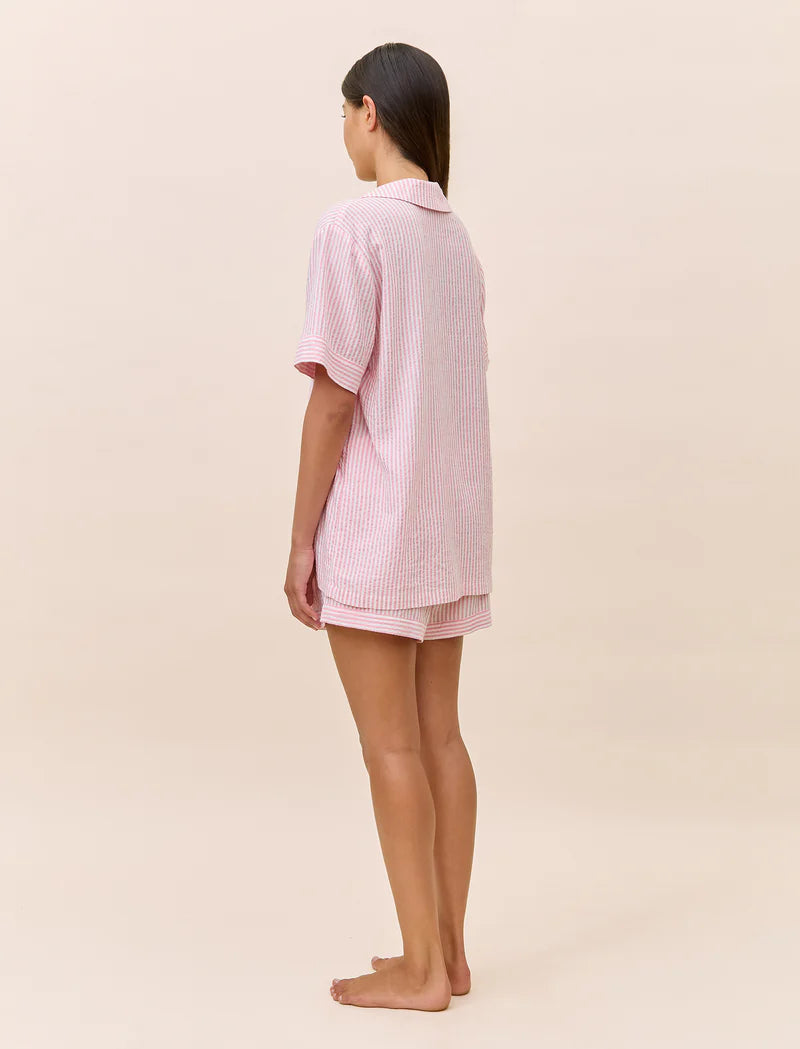 Sabine Seersucker Stripe Boxer PJ Set & Bow Scrunchie