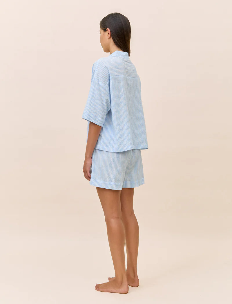 Sabrina Stripe Boxer PJ - Blue Bell White Stripe