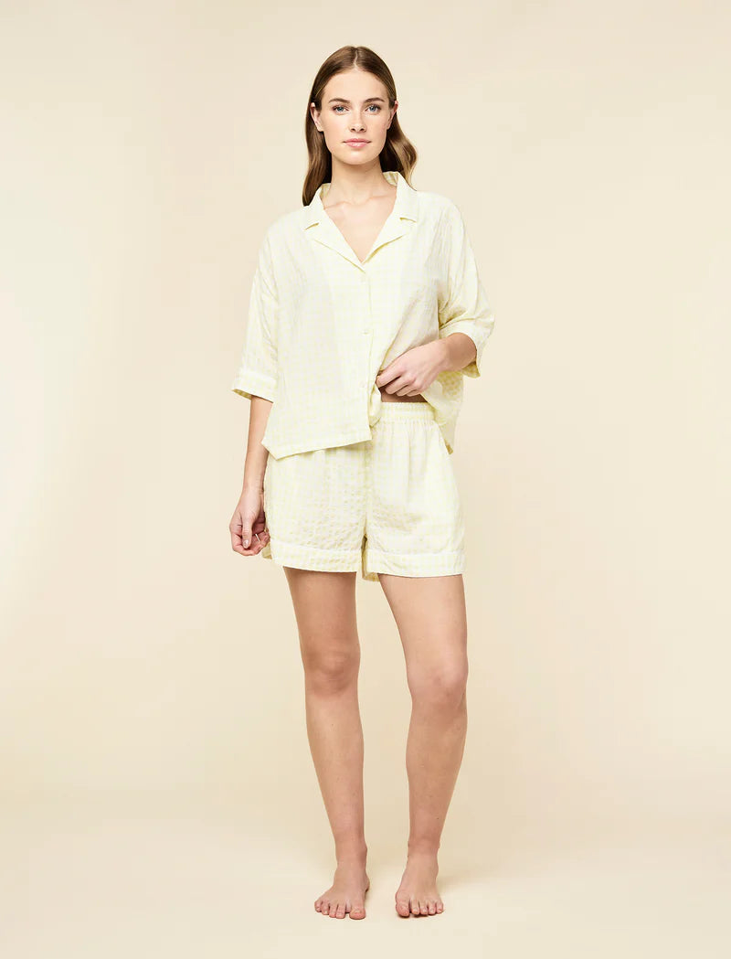 Seersucker Gingham Boxer PJ - Sunshine Butter