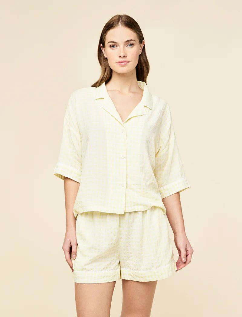 Seersucker Gingham Boxer PJ - Sunshine Butter