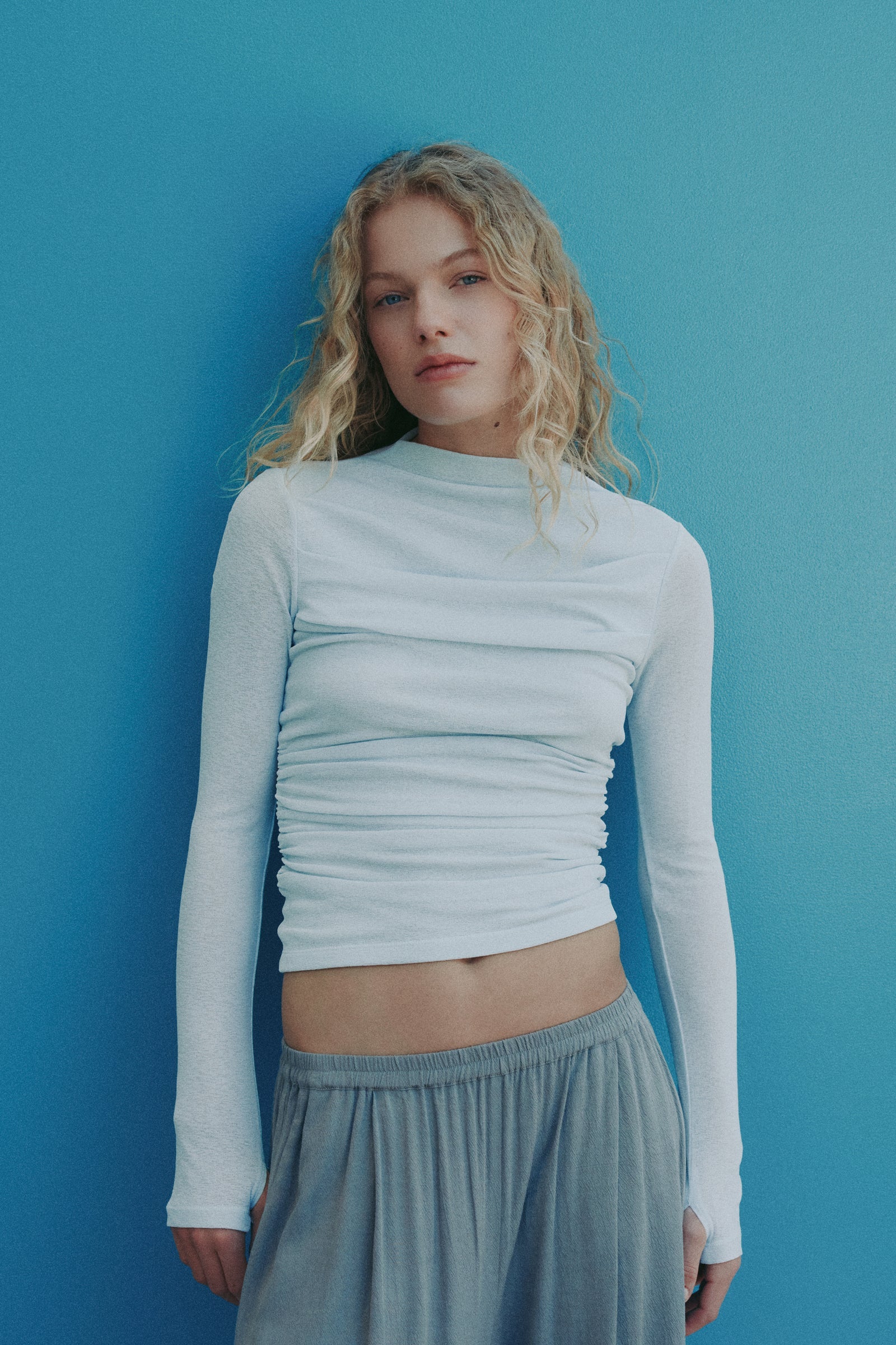 Calista Mesh Ls Top - Glacier