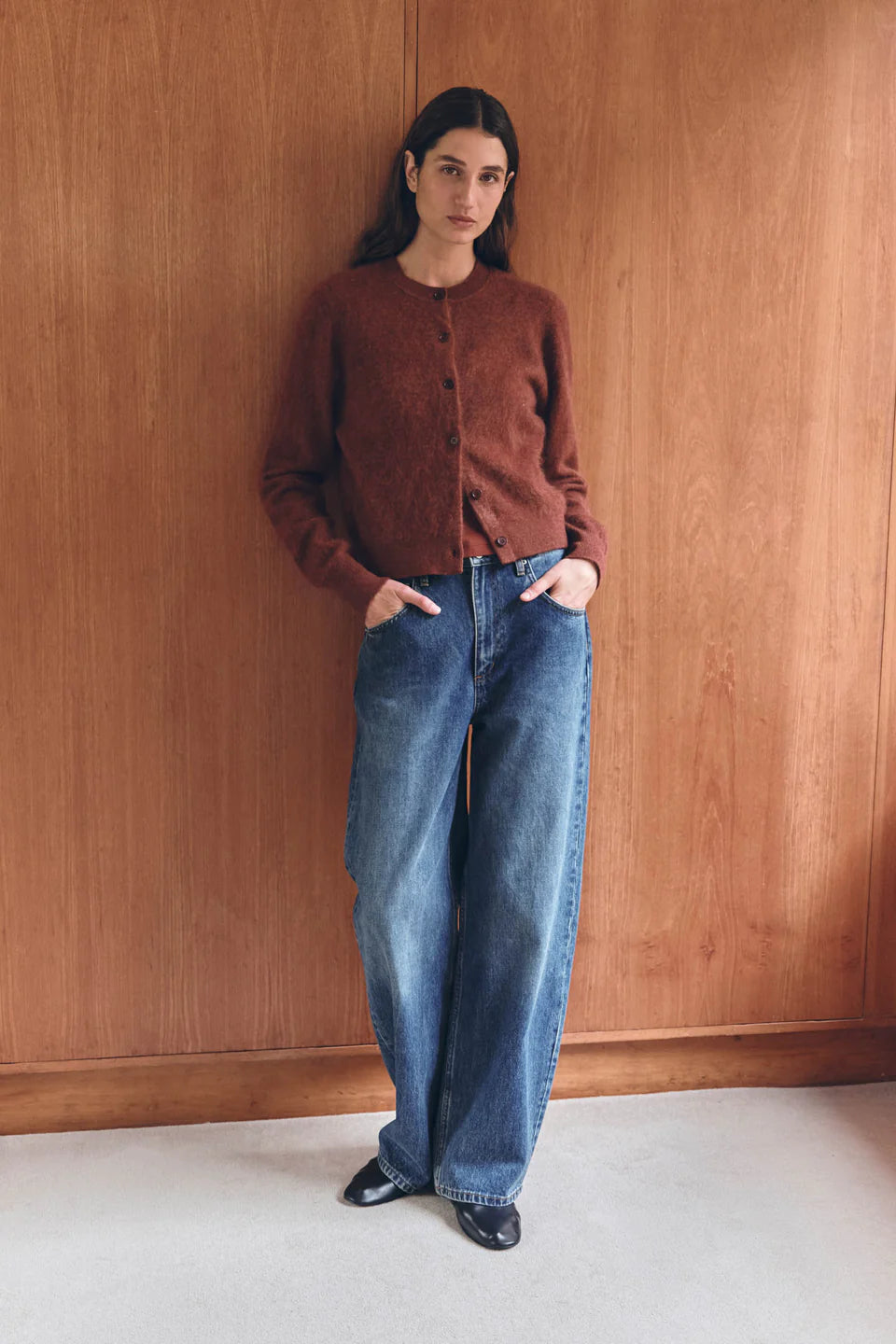 Carina Merino Wool Cardigan - Burnt Amber
