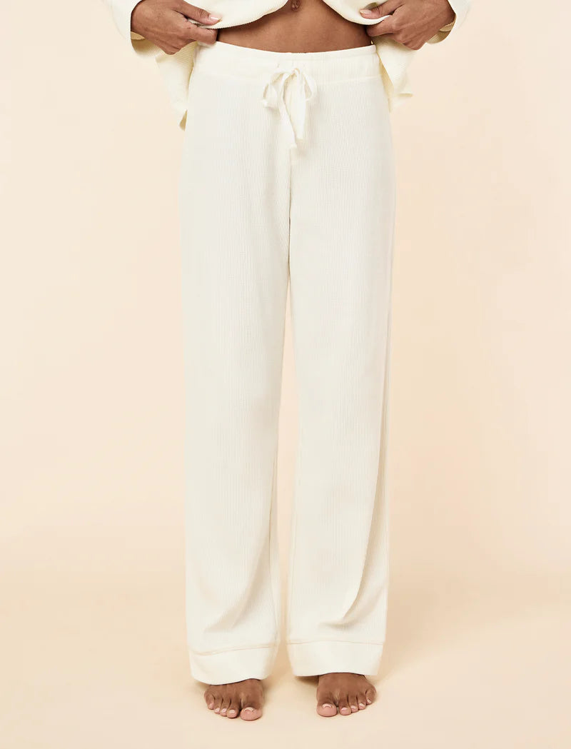 Claire Soft Cotton Waffle PJ Set - Soft Cream