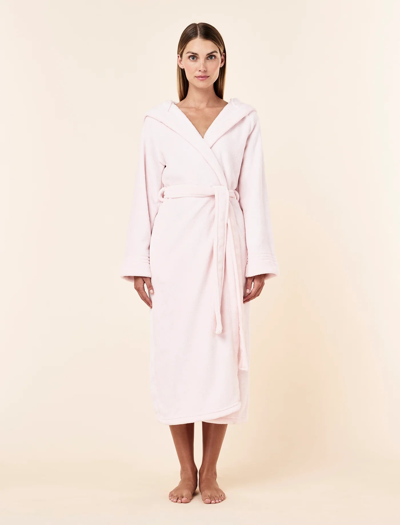 Long Plush Hooded Robe - Parfait Pink
