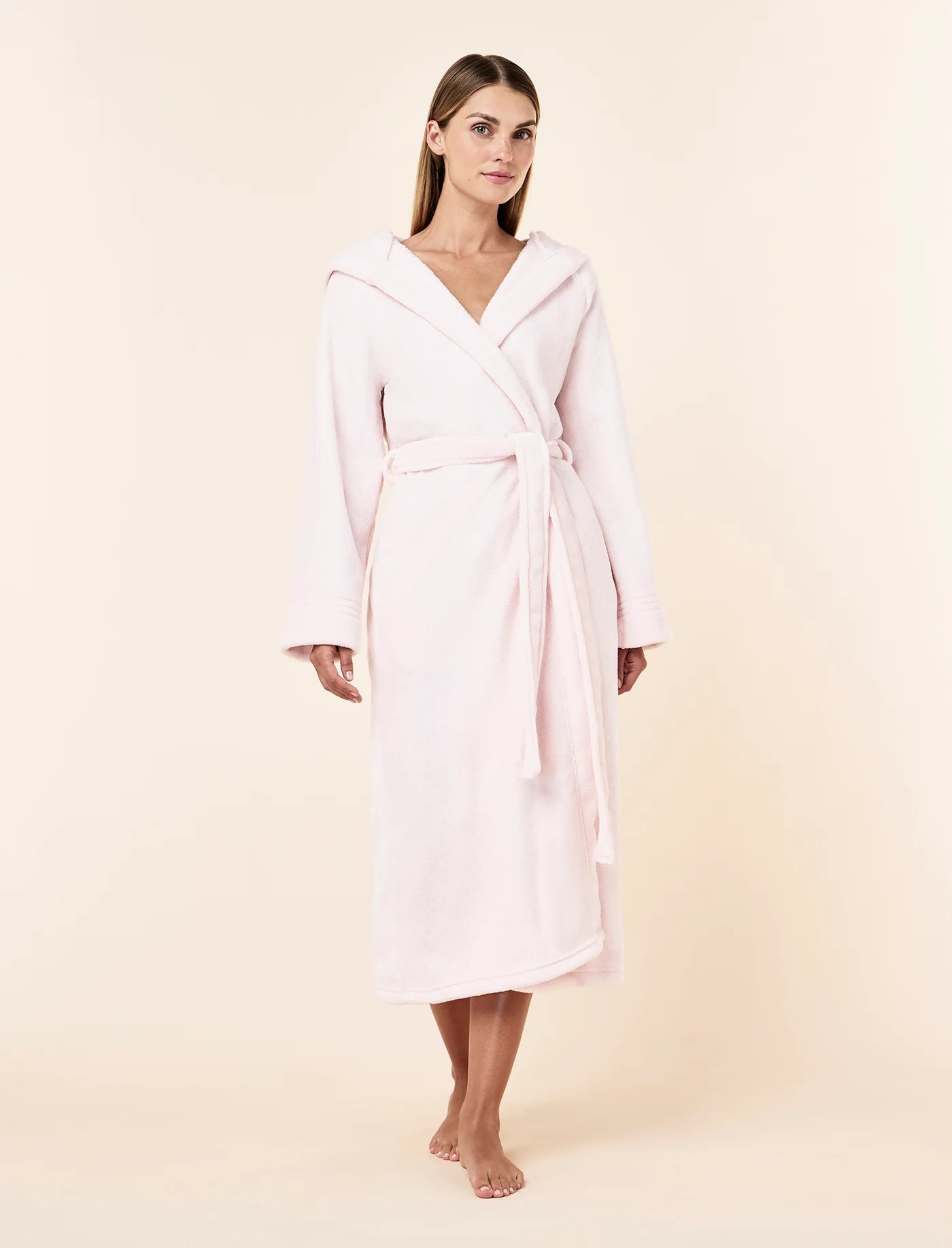 Long Plush Hooded Robe - Parfait Pink