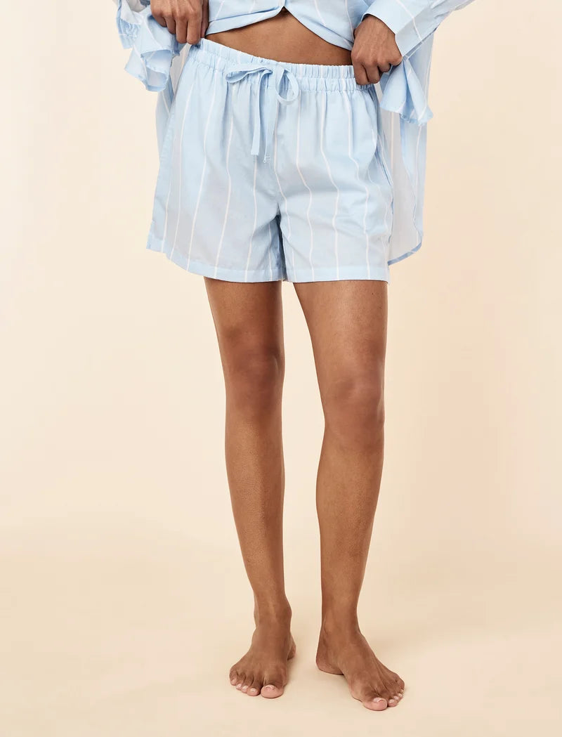 Stripe Shirting Long Sleeve Boxer PJ Set
