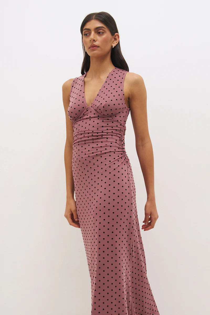 Sonata Spot Dress - Rosewood & Black