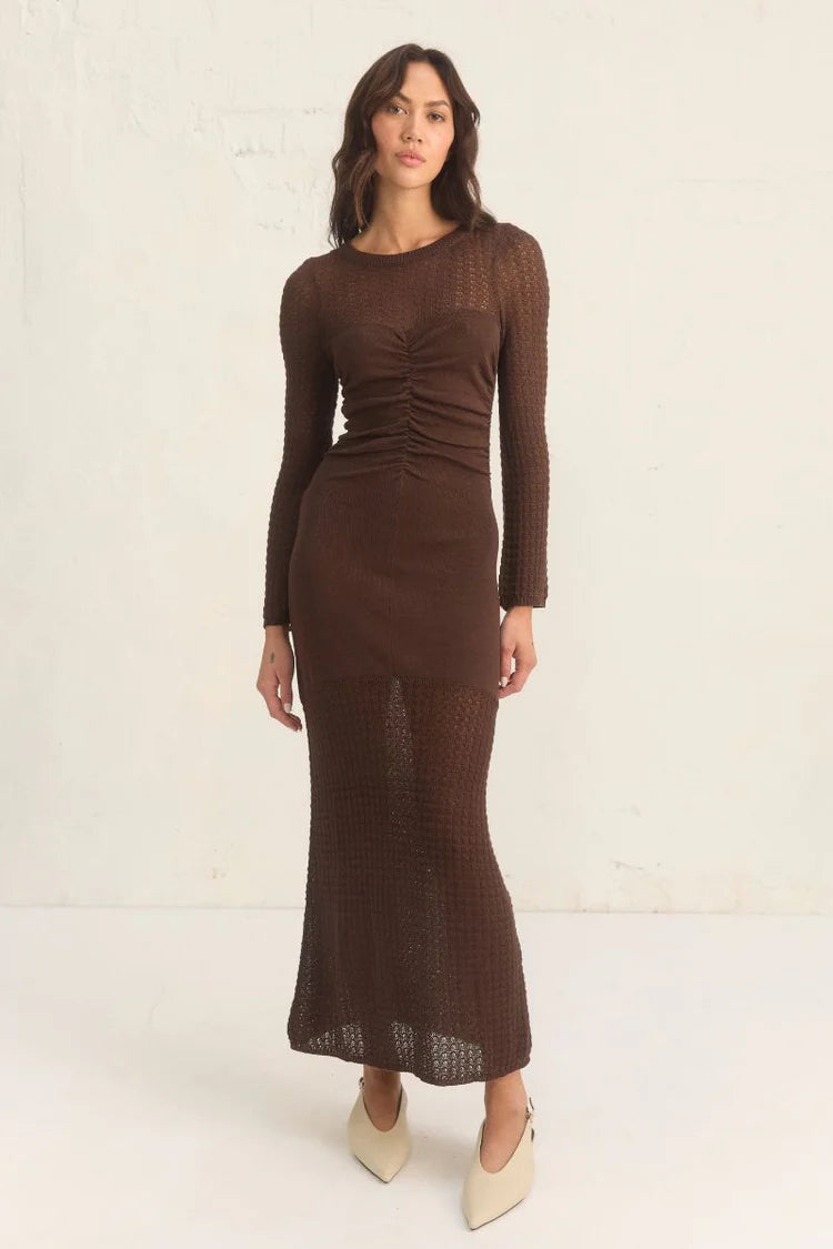 Onika Knit Dress - Mahogany