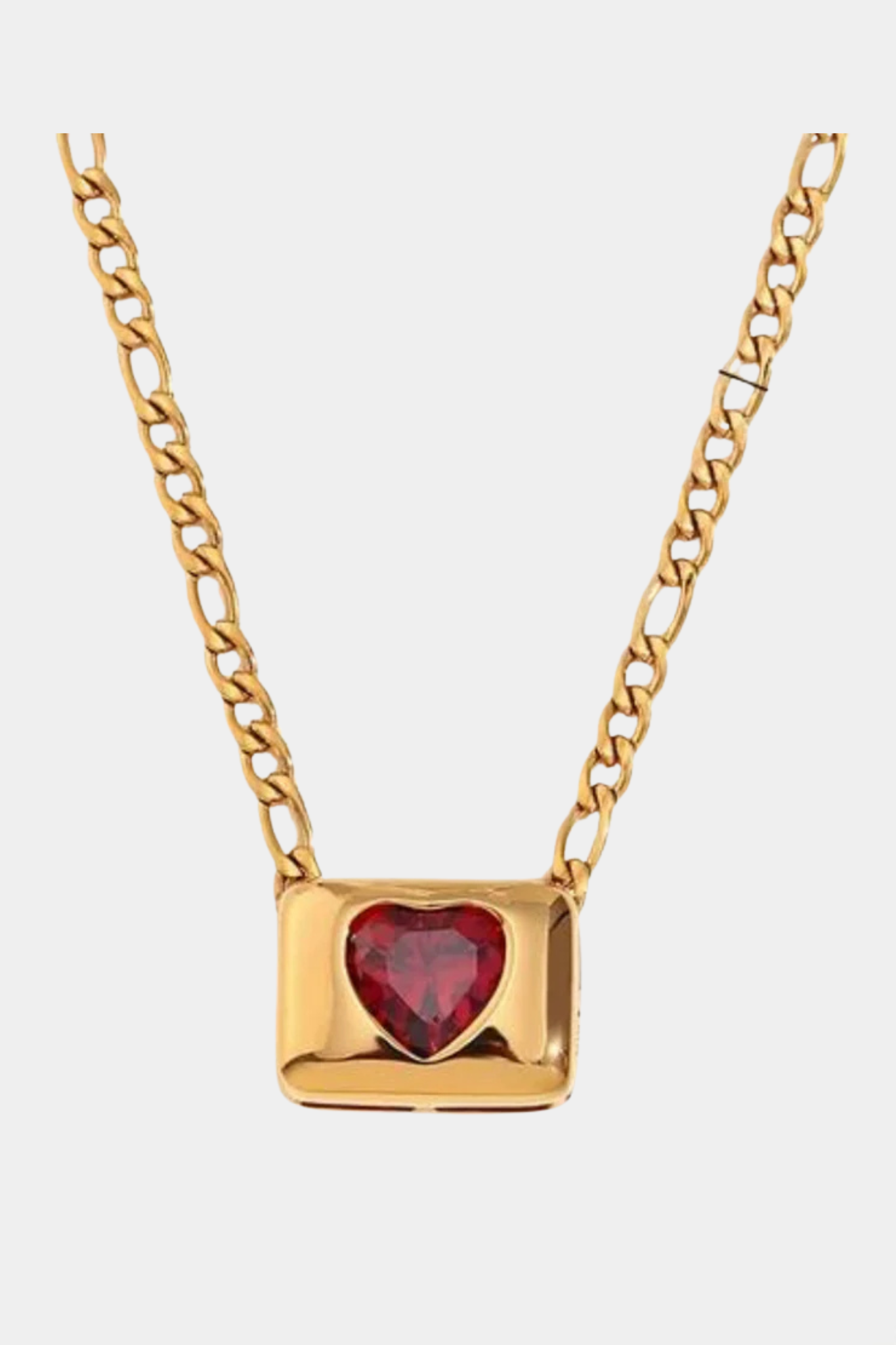 Love Lock Pendant Necklace in 18k Gold Plated + Ruby