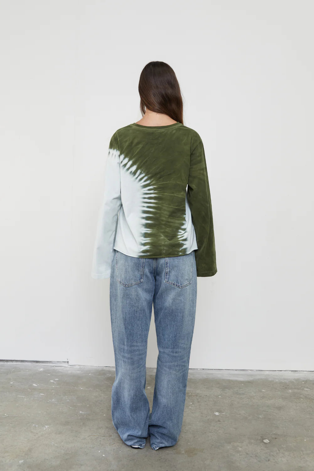 Tie Dye Long Sleeve Top - Green and Blue