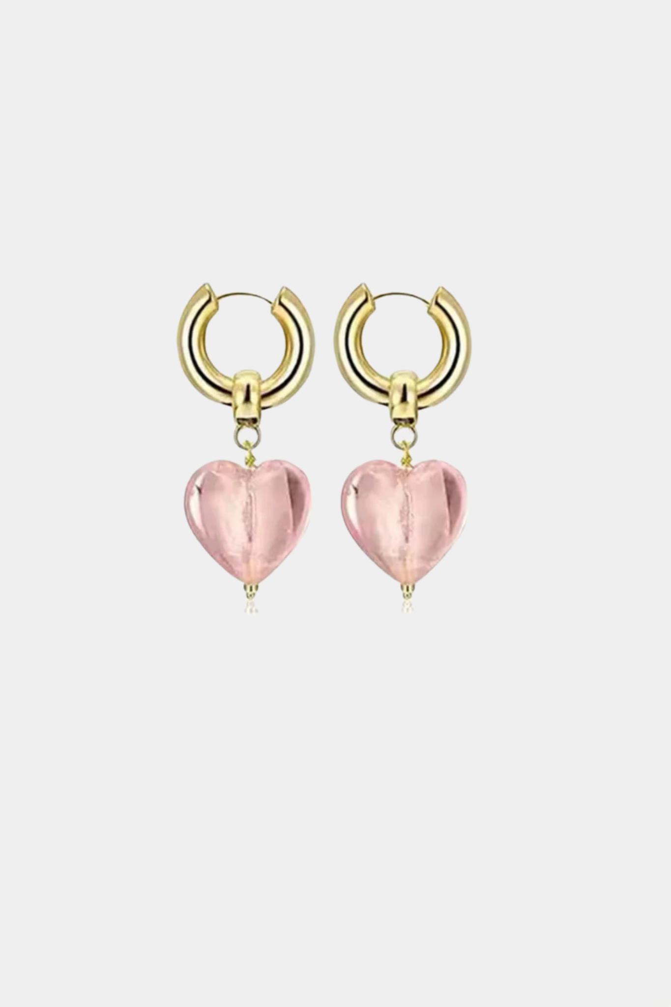 Treasured Heart Hoop Earrings - Pink