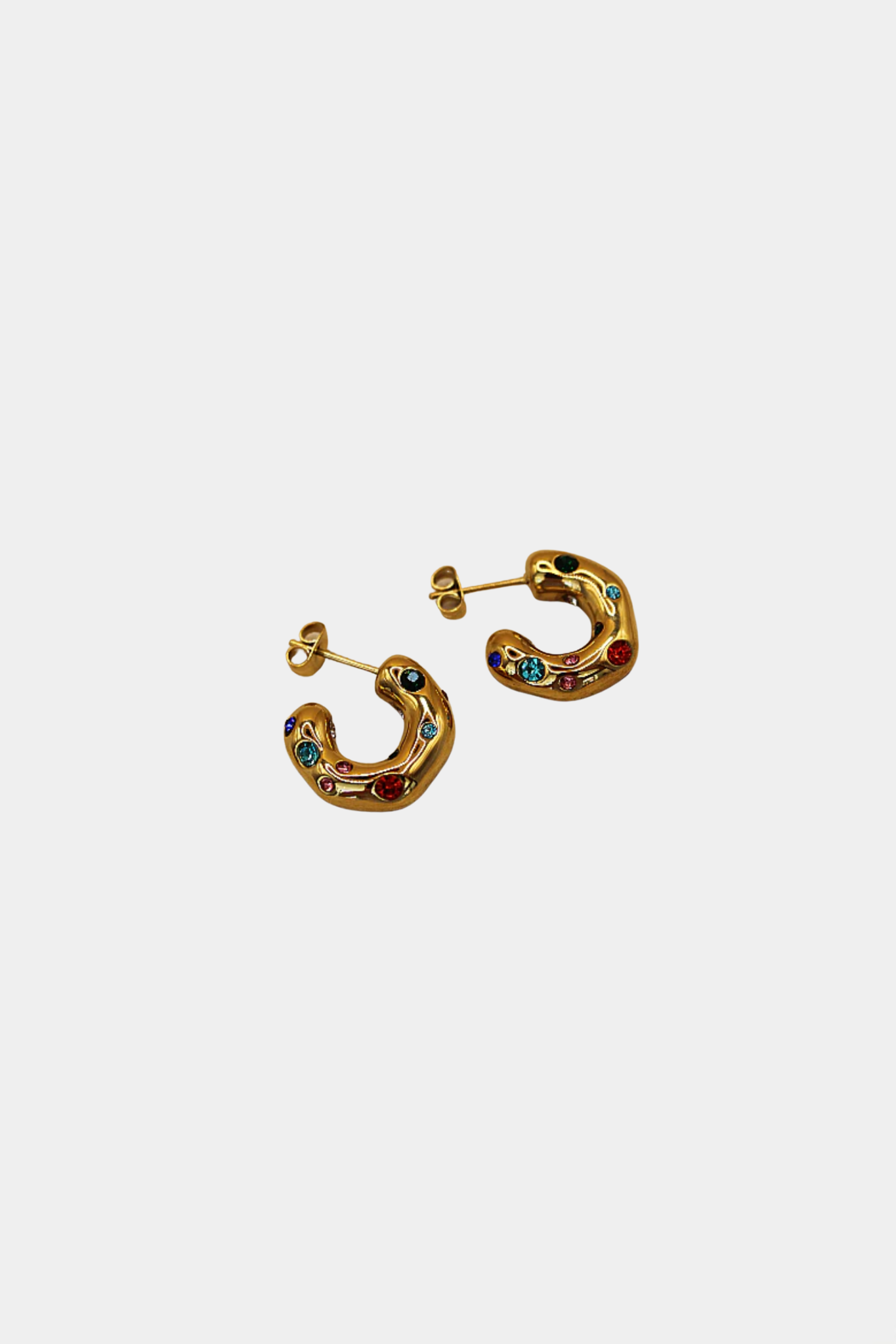 Lottie Rainbow Hoop Earrings - Gold