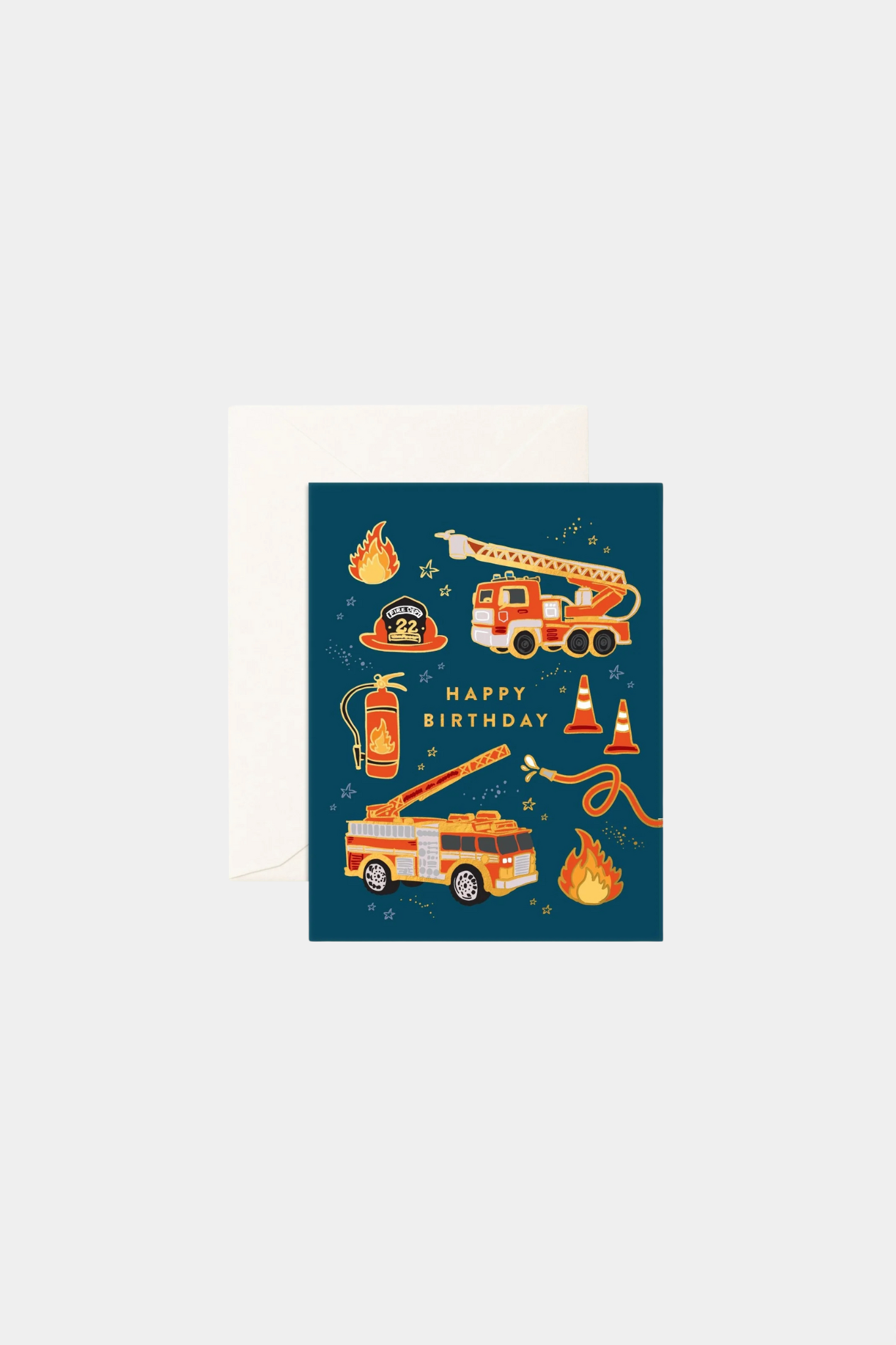 Happy Birthday Fire Trucks Greeting Card