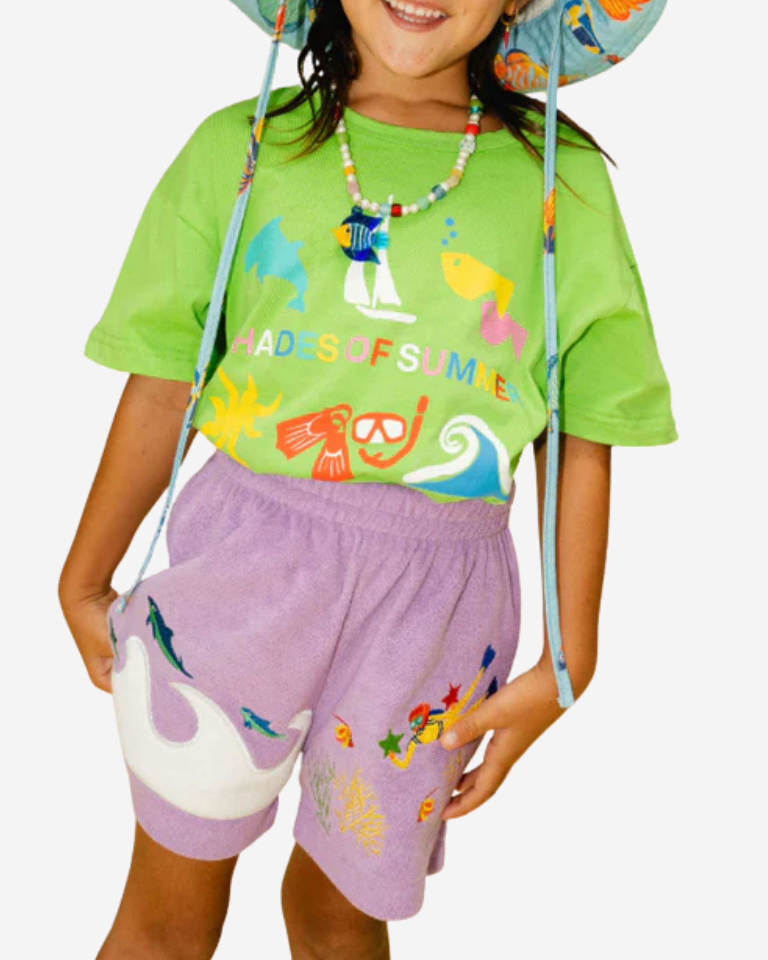 Kids Terry Wave Shorts - Purple