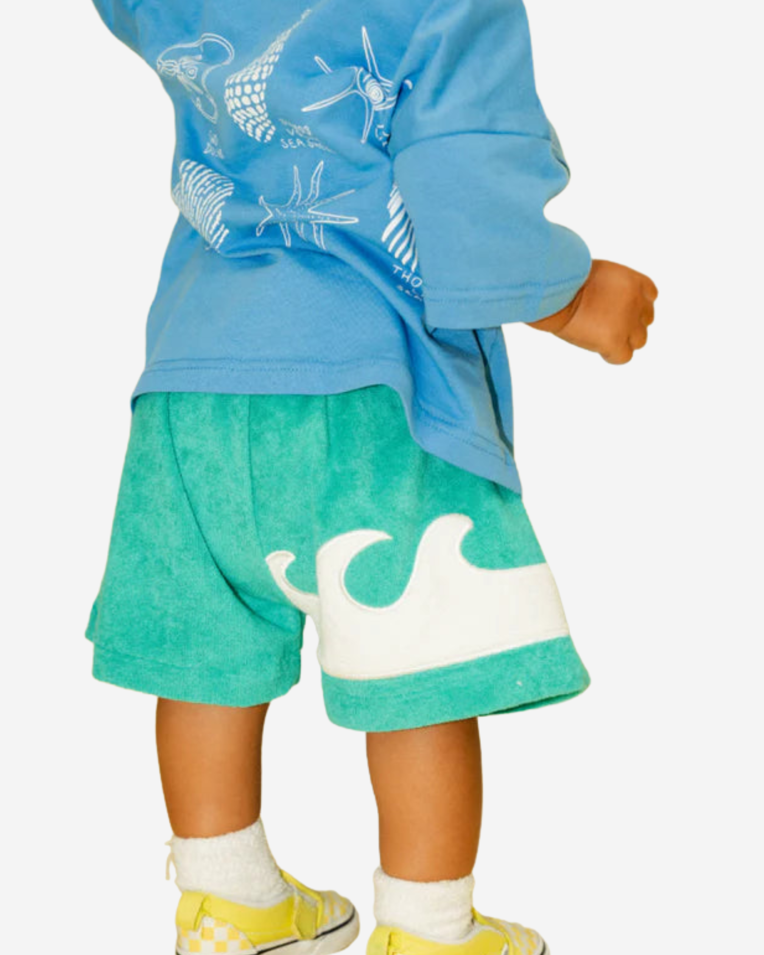 Kids Terry Wave Shorts - Aqua
