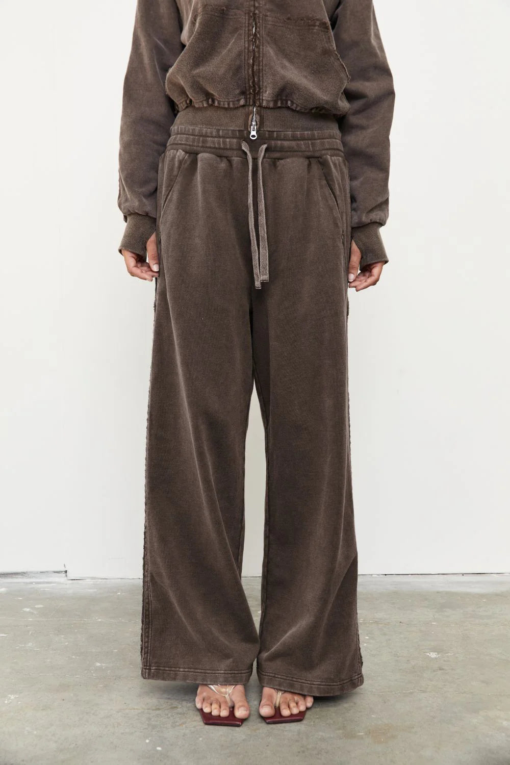 Wide Leg Tracksuit Pant - Soil Acid Wash