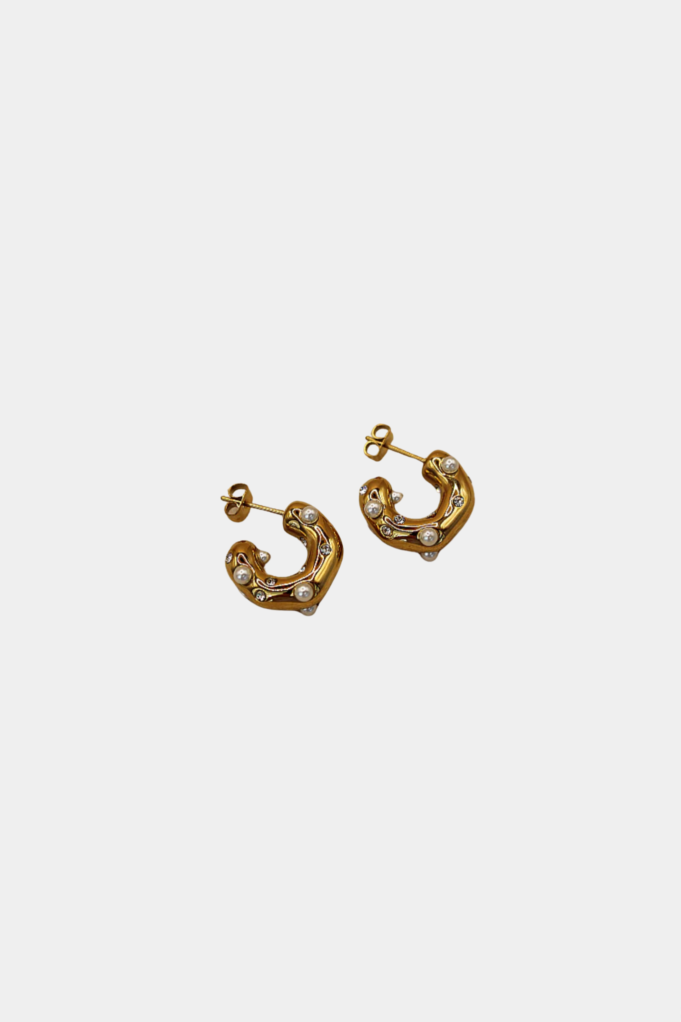 Lottie Pearl Hoop Earrings - Gold