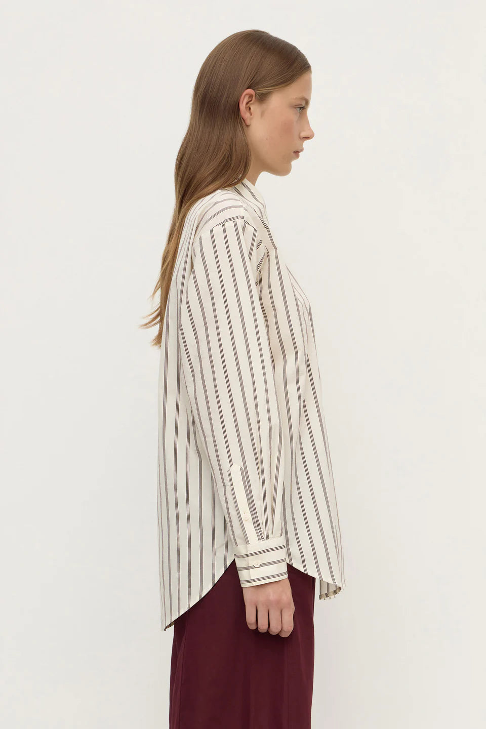 Amaro Italian Stripe Shirt - Merlot / White Stripe