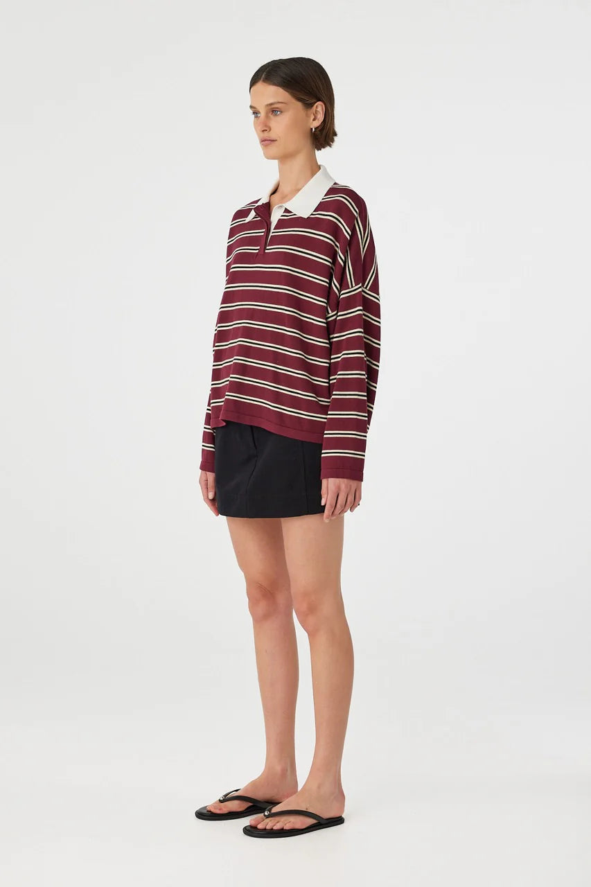 Rayne Knit Jersey - Merlot Stripe