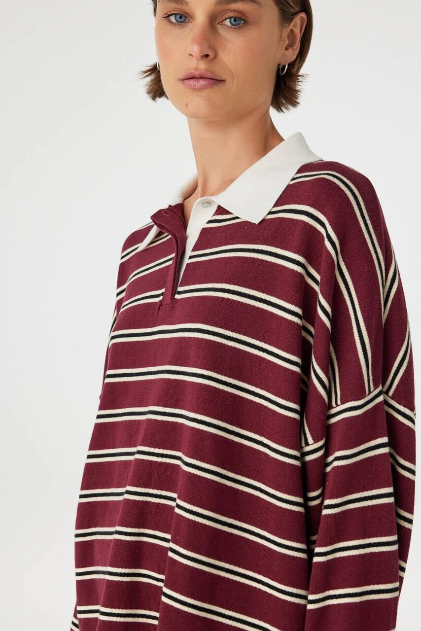 Rayne Knit Jersey - Merlot Stripe
