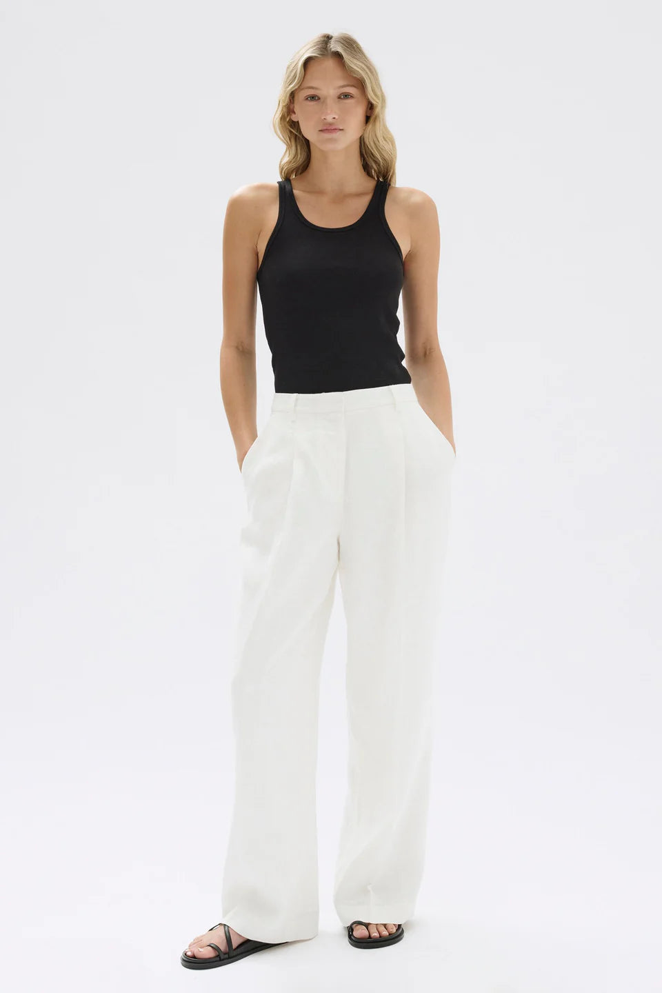 Aria Linen Pant - Antique White