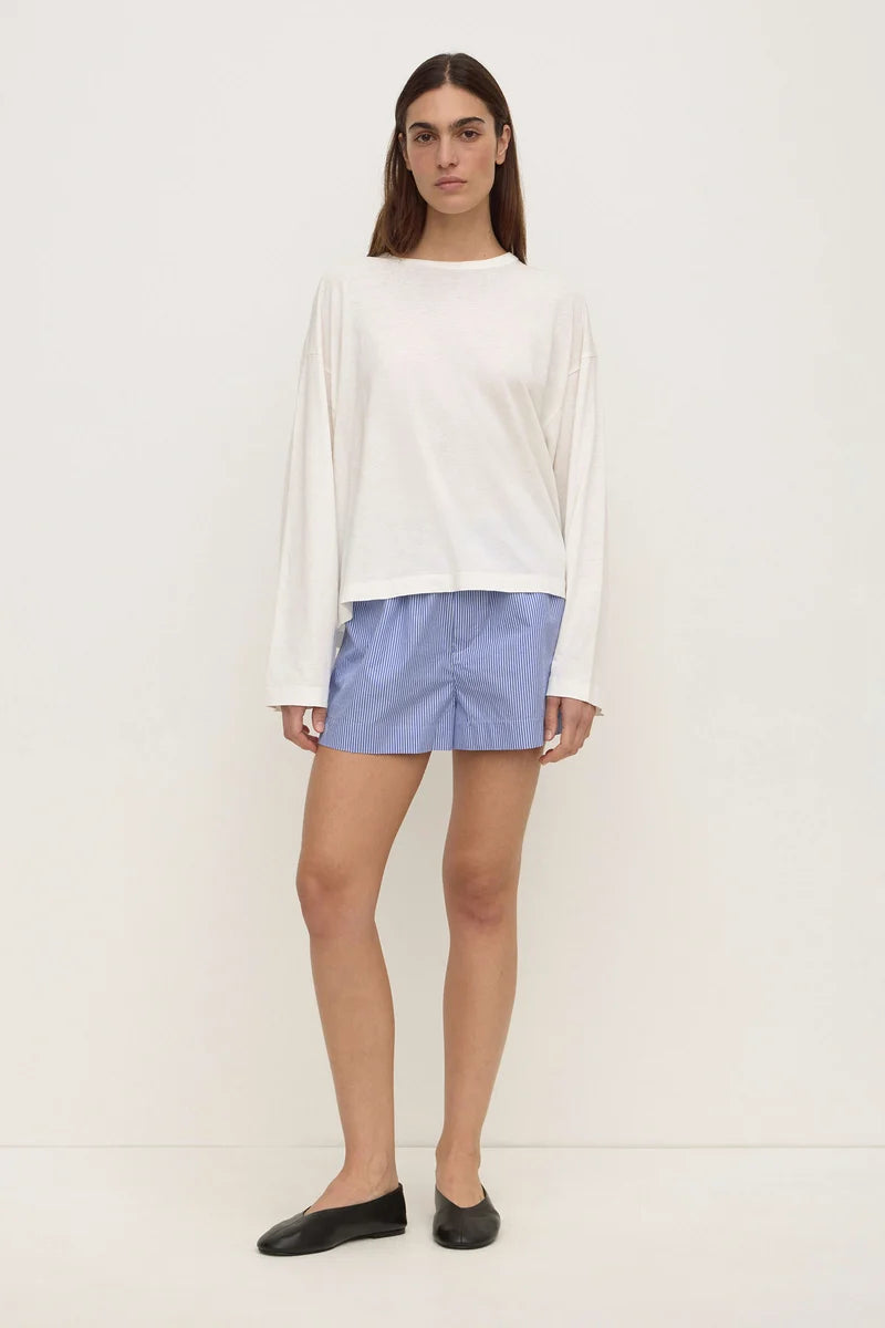 Ava Stripe Poplin Short - Navy Stripe