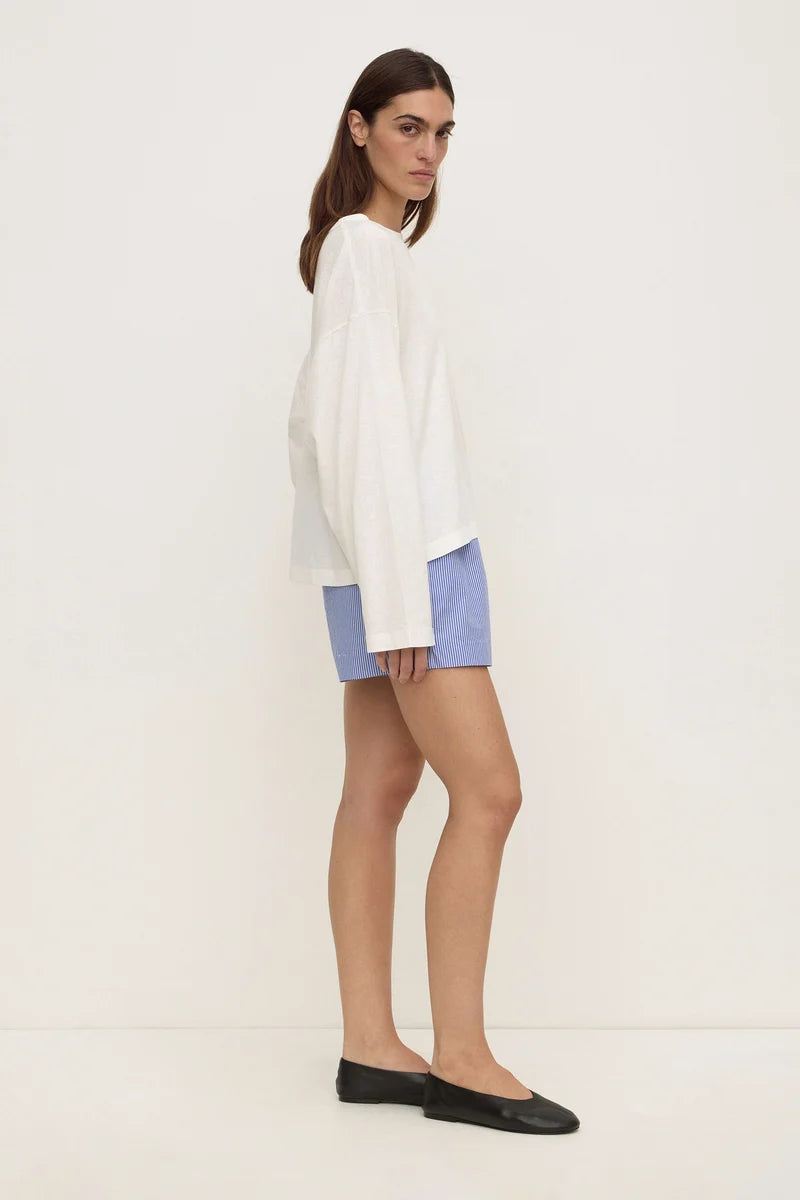 Ava Stripe Poplin Short - Navy Stripe