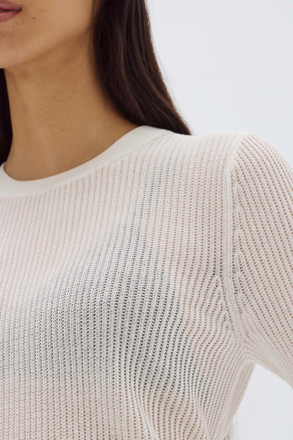 Belle Knit Short Sleeve Tee - Cream