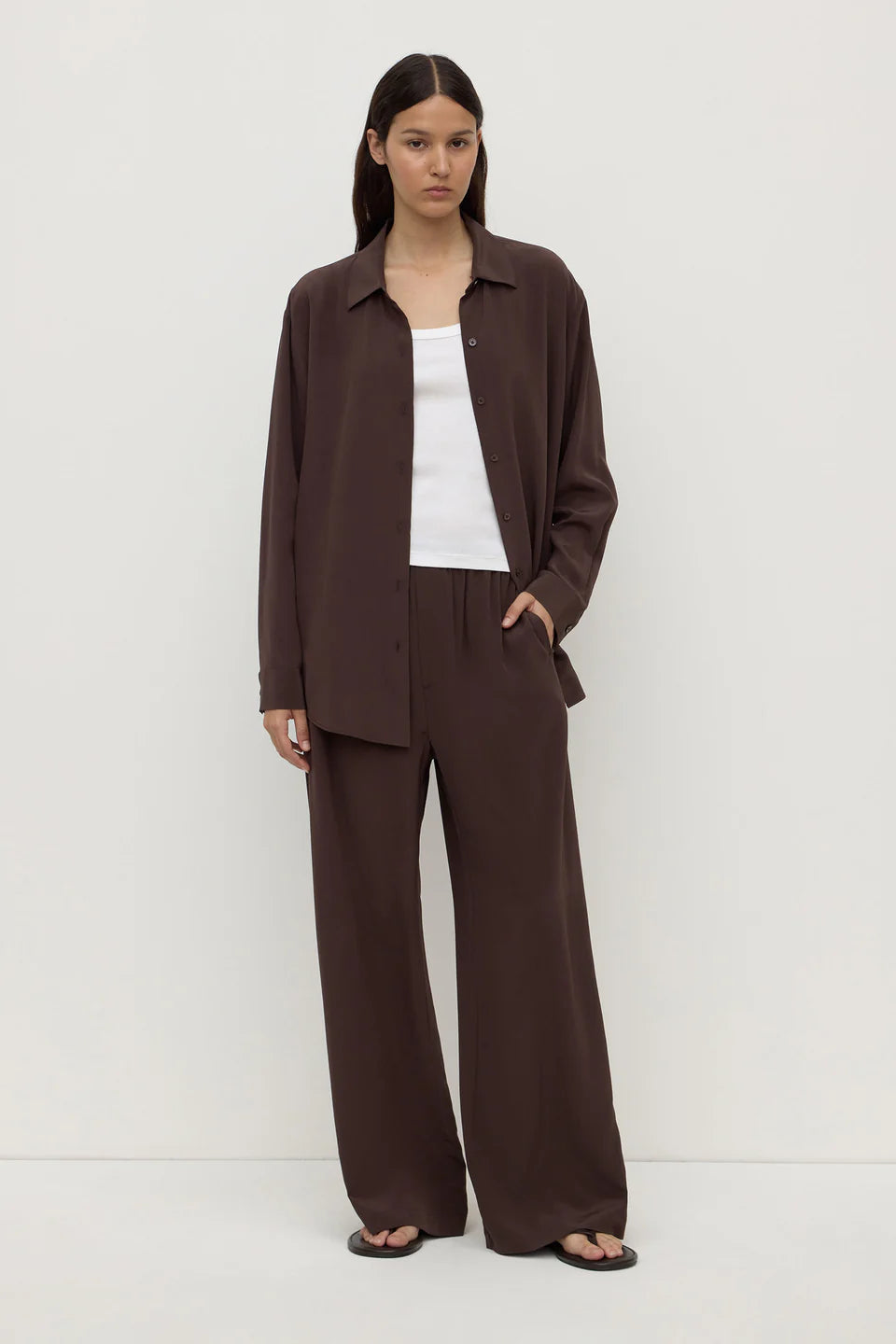Betty Silk Pant - Ganache