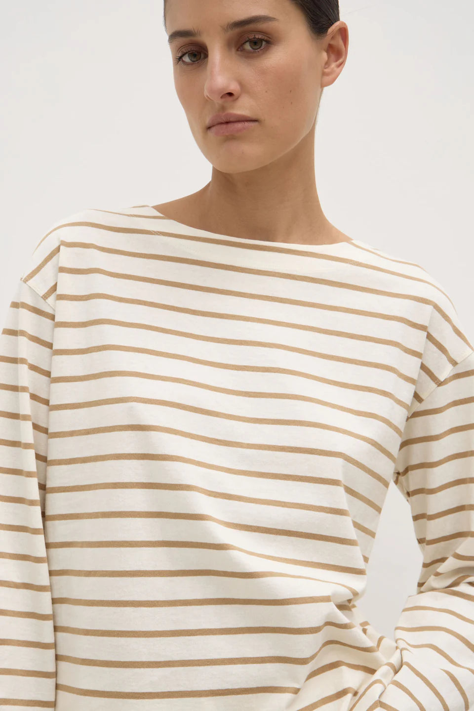 Bonne Long Sleeve Tee - Tan / Antique White