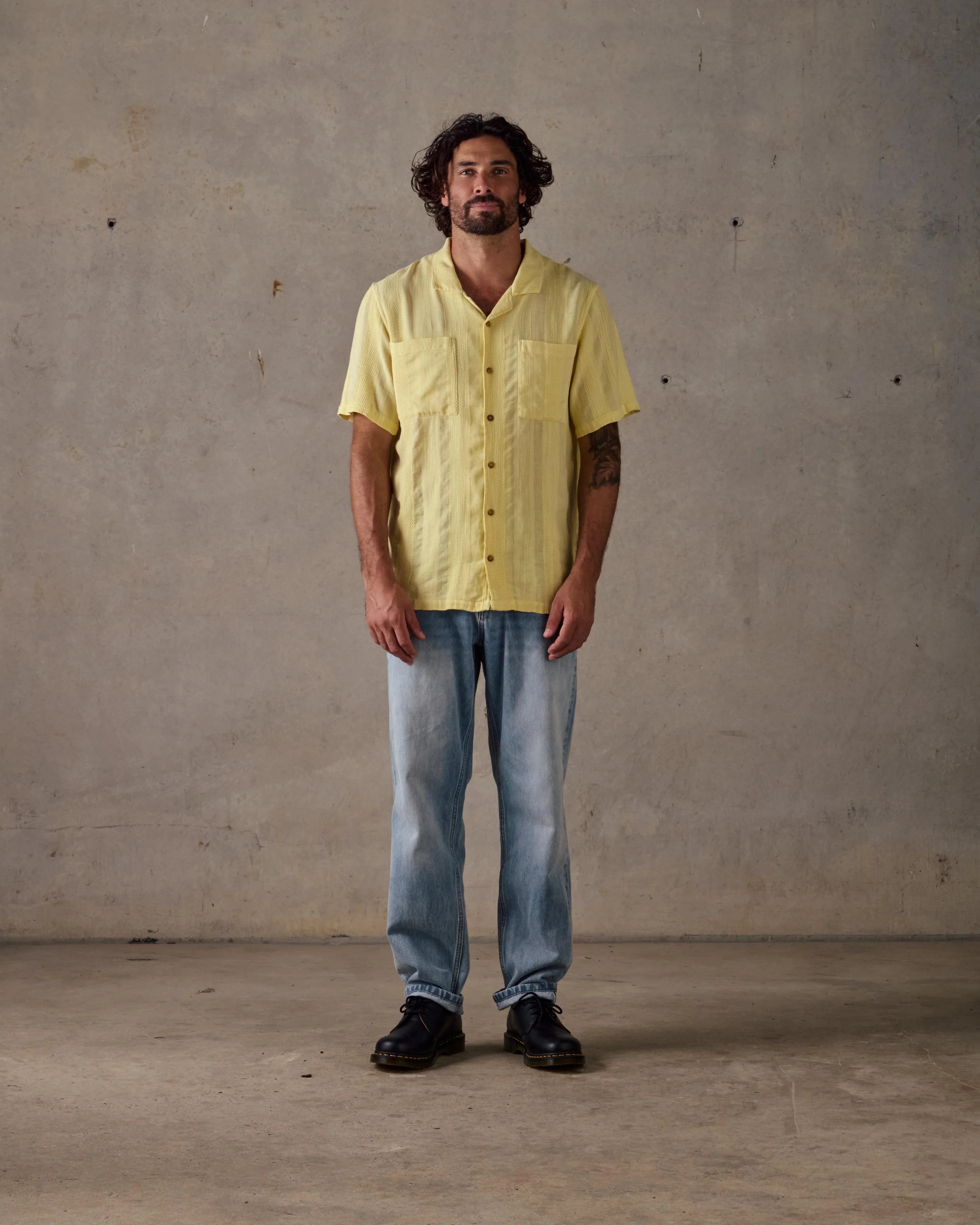 Camp Collar Shirt - Light Yellow