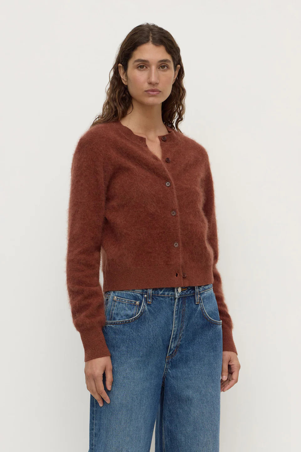 Carina Merino Wool Cardigan - Burnt Amber