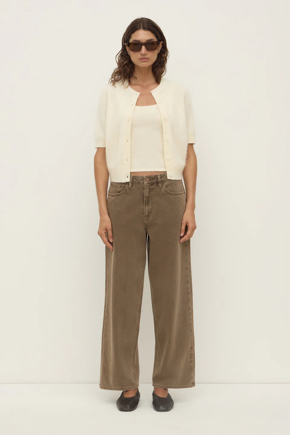 Carina Wool Short Sleeve Cardigan - Cream