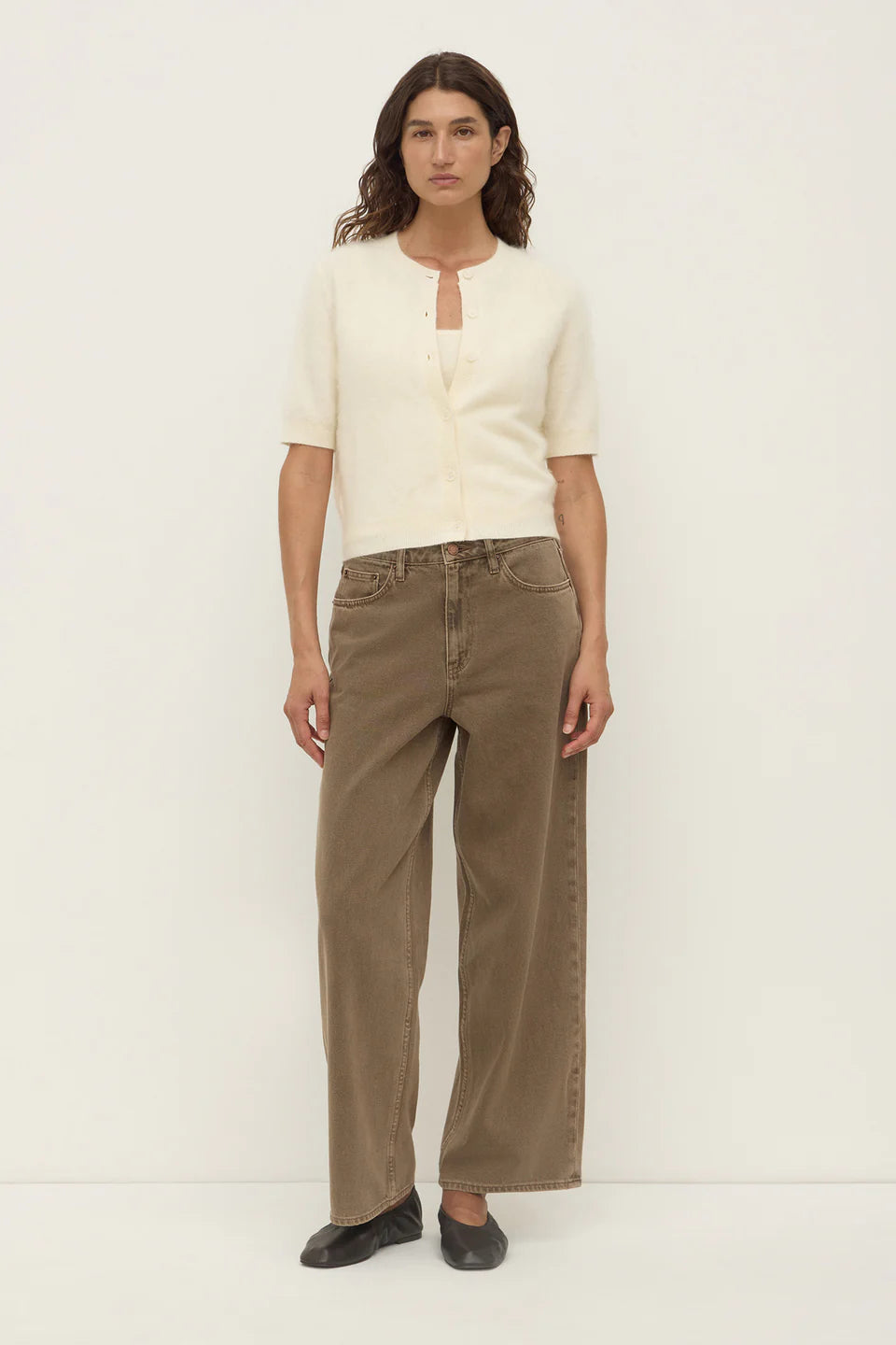 Carina Wool Short Sleeve Cardigan - Cream