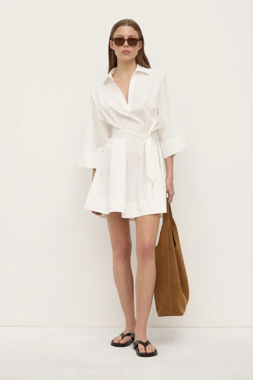 Claire Mini Shirt Dress - White