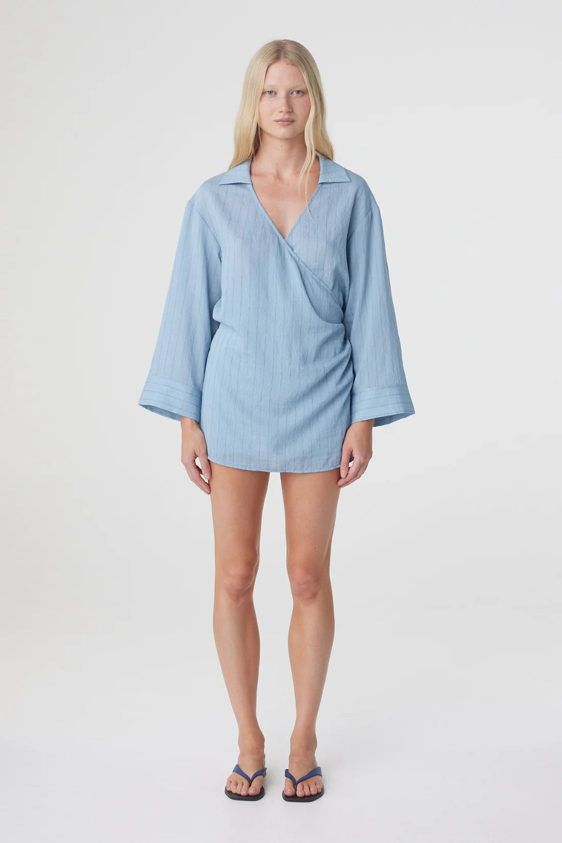 Amara Oversized Shirt Dress - Dusk Blue Stripe