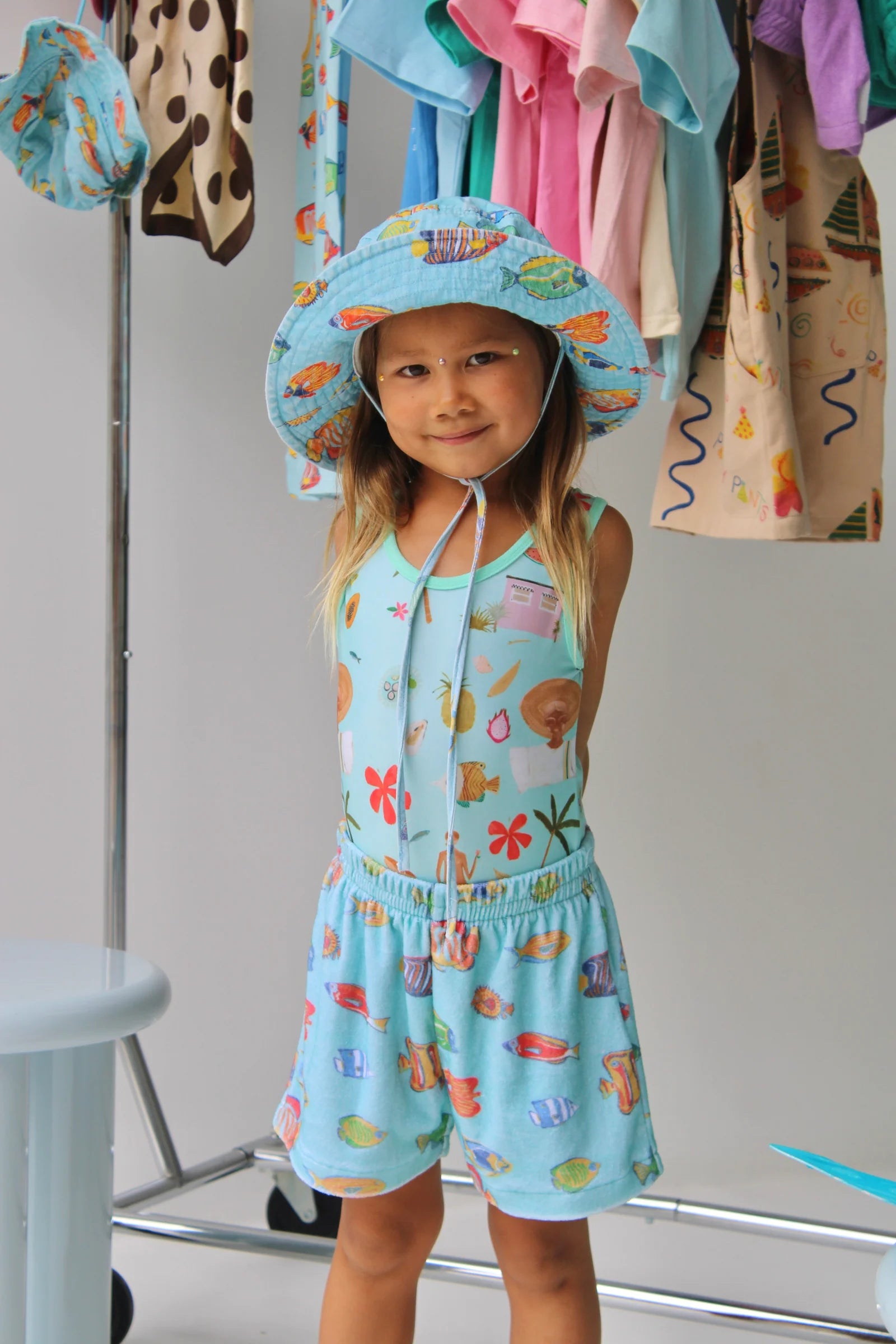 Kids Terry Vintage Fish Shorts