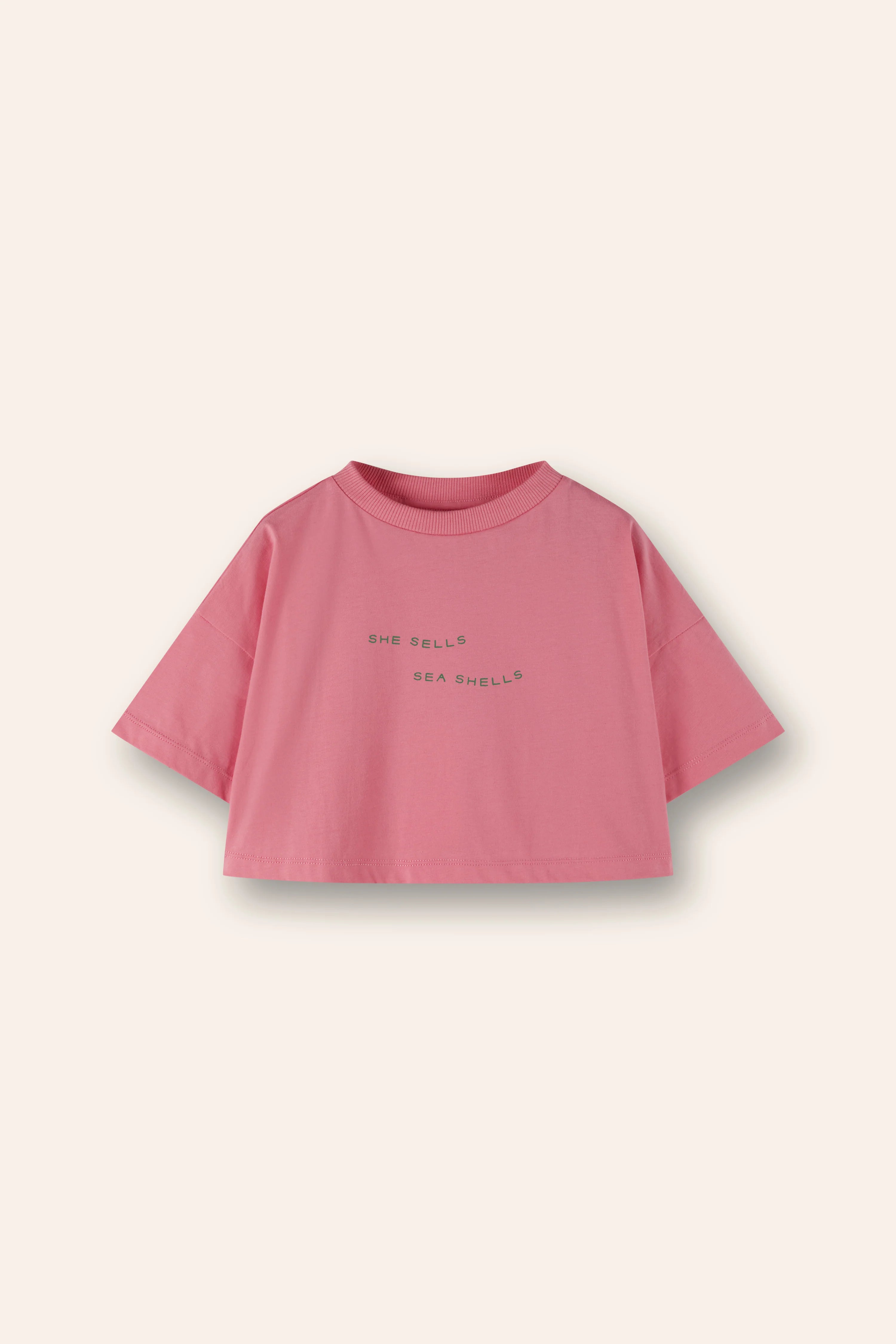 Sea Shells Crop Tee - Peony