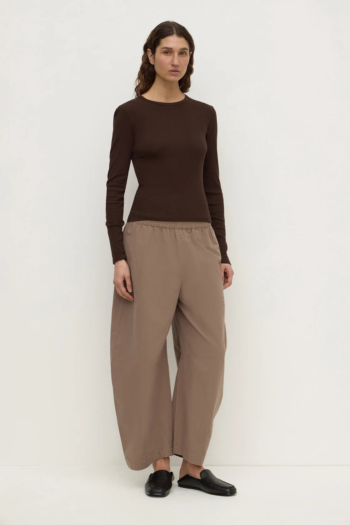 Elaine Washed Cotton Pant - Dark Sand
