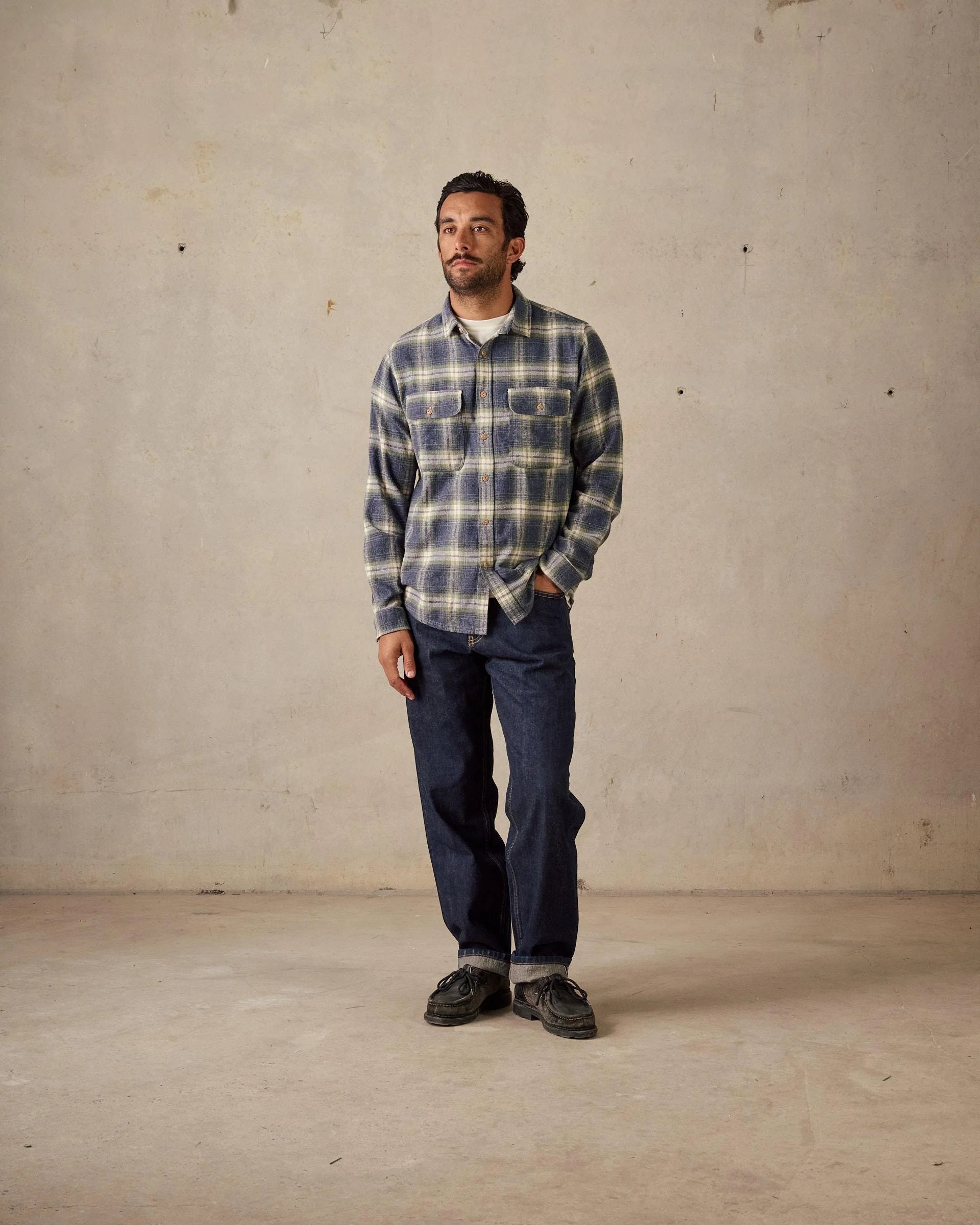 Twin Pocket Flannel Shirt - Blue