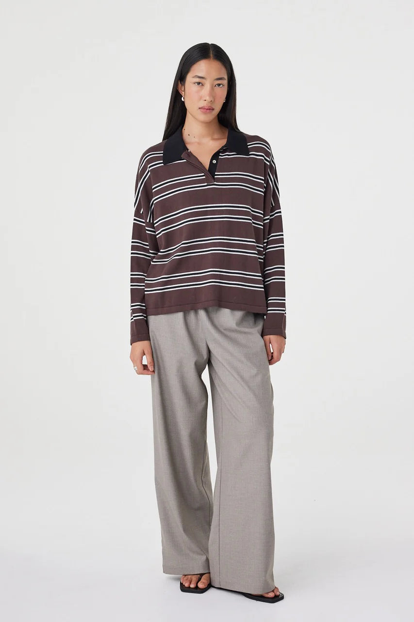Rayne Knit Jersey - Espresso, Black & Cream Stripe