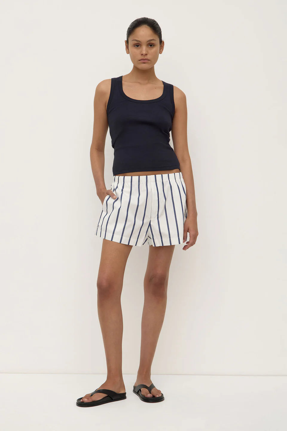Nara Stripe Short White / True Navy