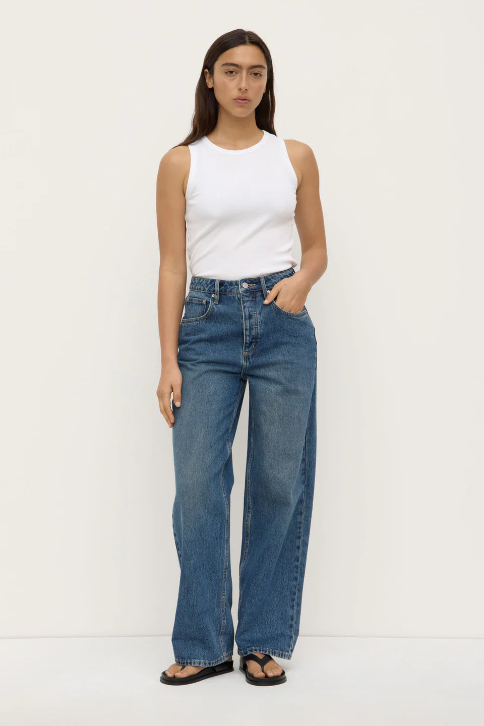 Oversized High Rise Jean - Dark Indigo Fade