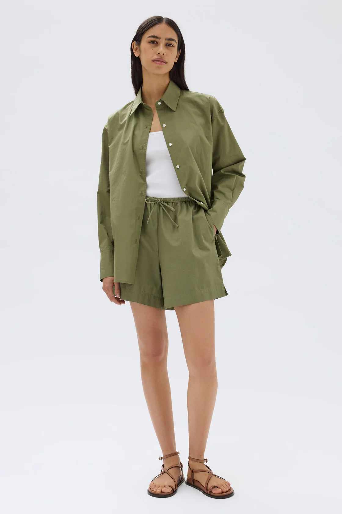 Philipa Poplin Short - Pandan