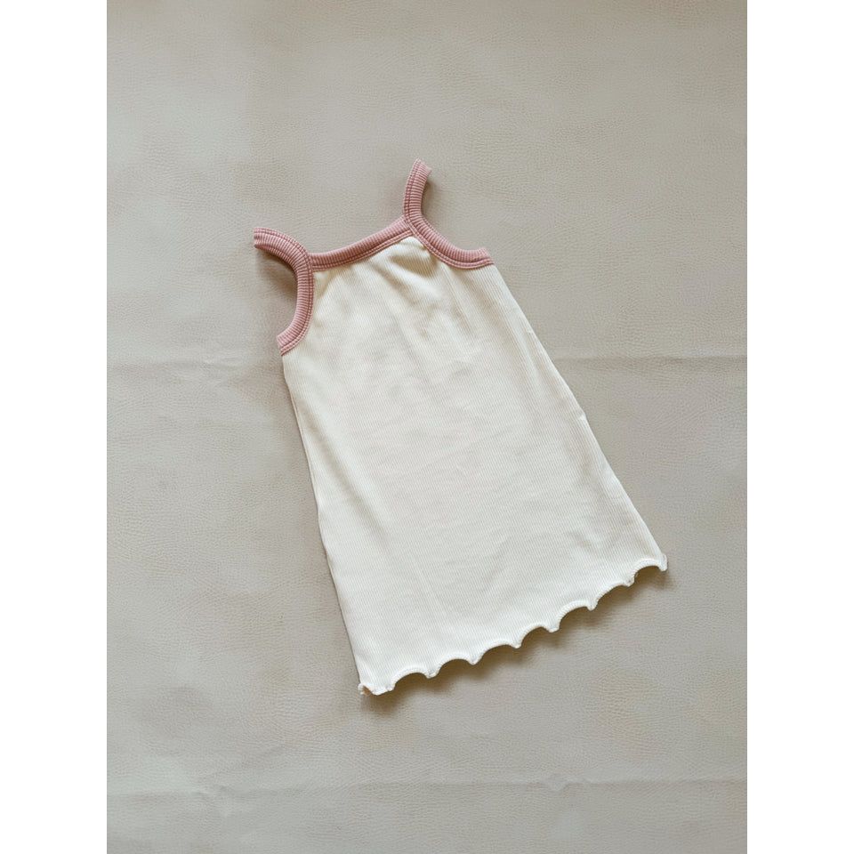 Tiny Trove Elsie Mini Ribbed Dress - Lemon/Bubblegum