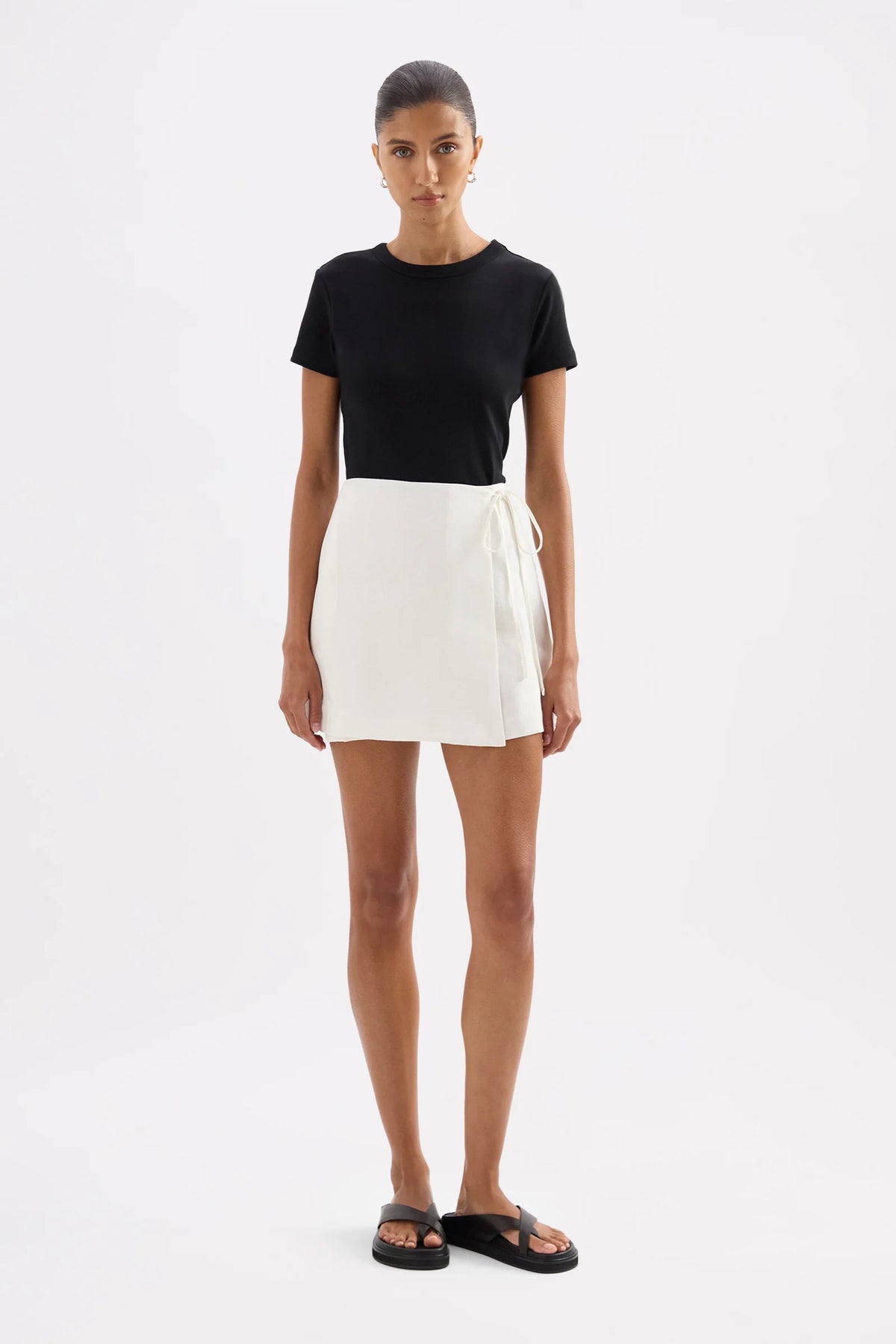 Sibyl Linen Wrap Skirt - White